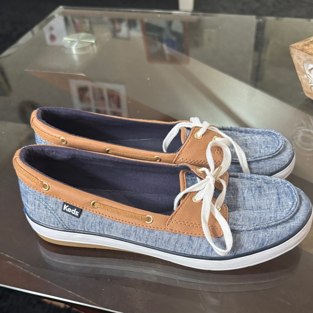 Keds Denim and Tan Loafers - Picture 2 of 8